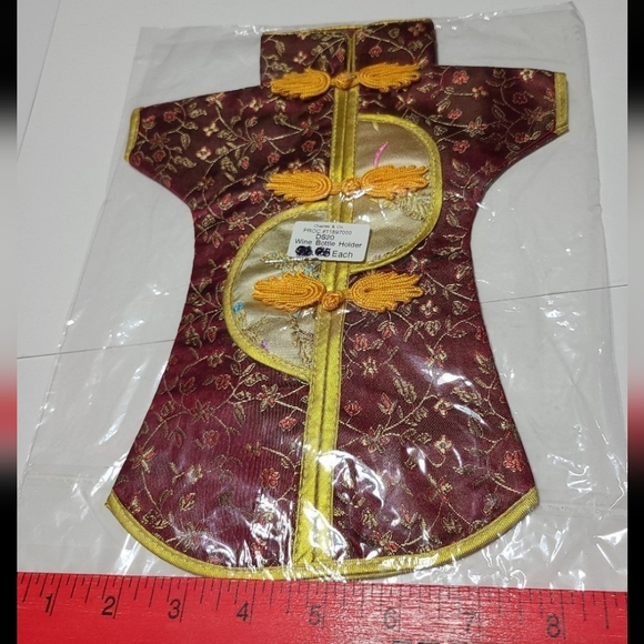 Vintage Japanese/Chinese Wine/Sake Bottle Covers Nwt Burgundy - Picture 4 of 6